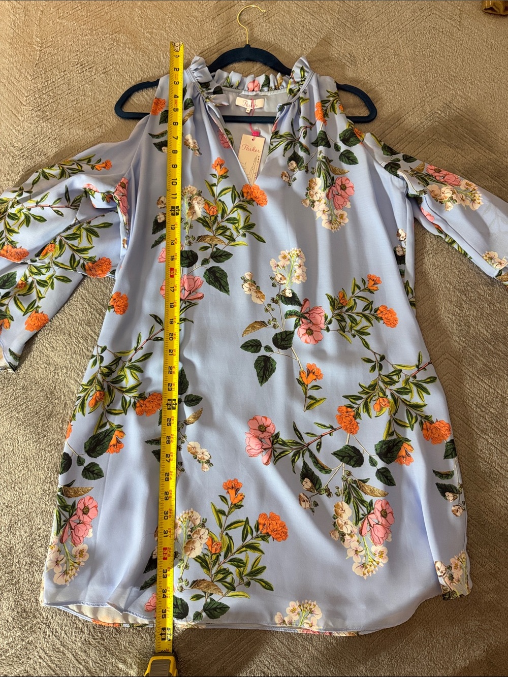 NWT Parker Sky Blue Floral Shoulder Dress Flowy Feminine Size 8 - Picture 12 of 12